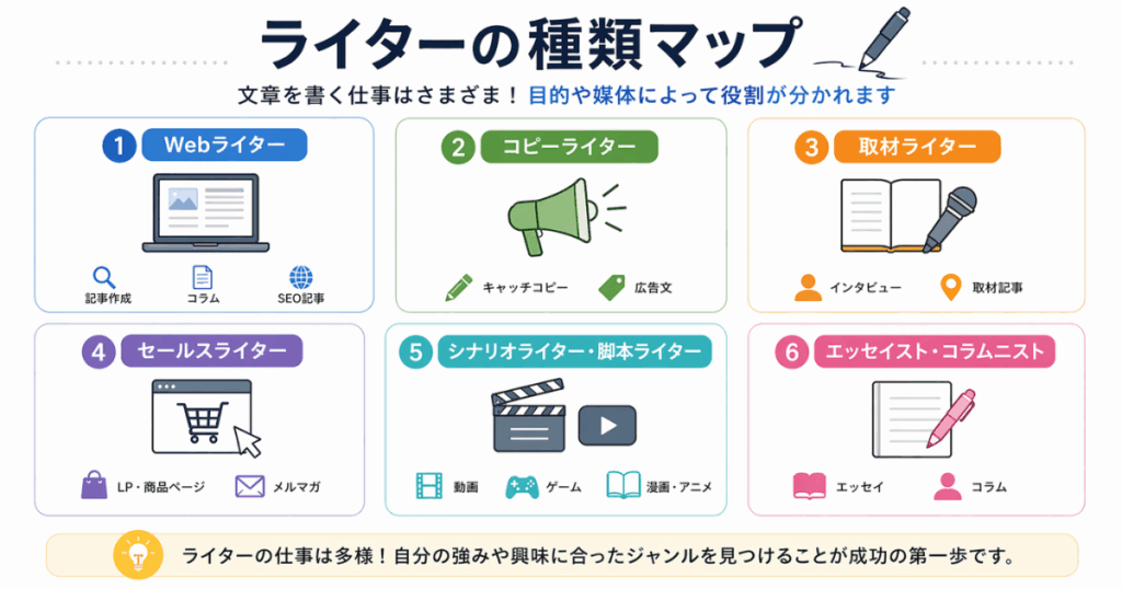 ライターの種類を説明する図