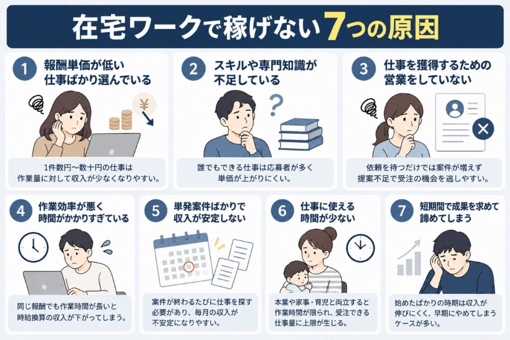 在宅ワークで稼げない7つの原因